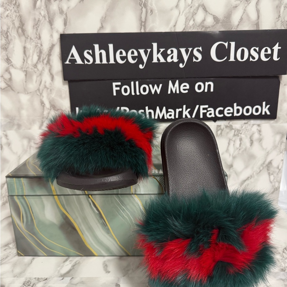 Furry Red and Green Slides